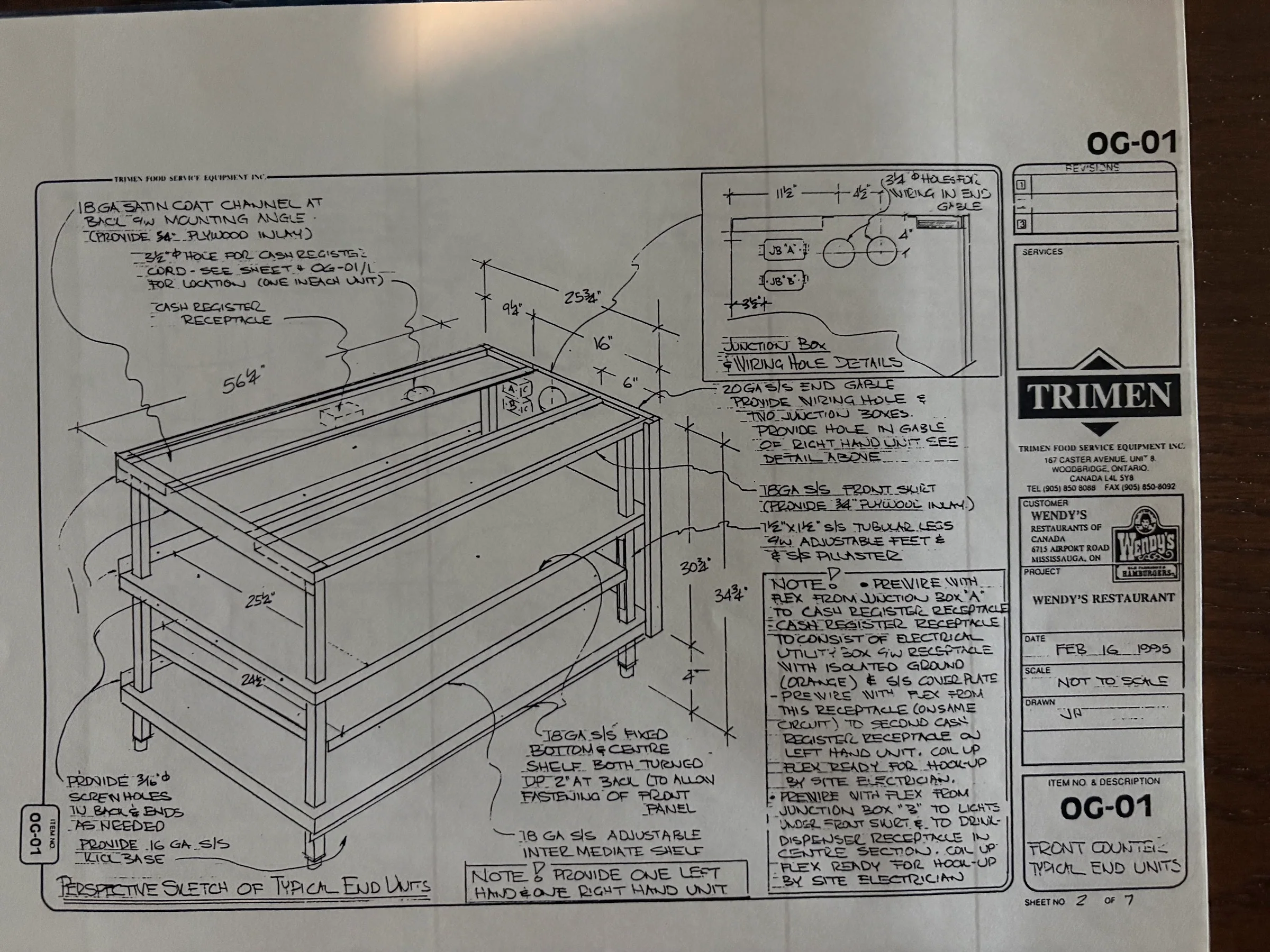 Original 1995 Tryman-era hand drawing for Wendy's of Canada